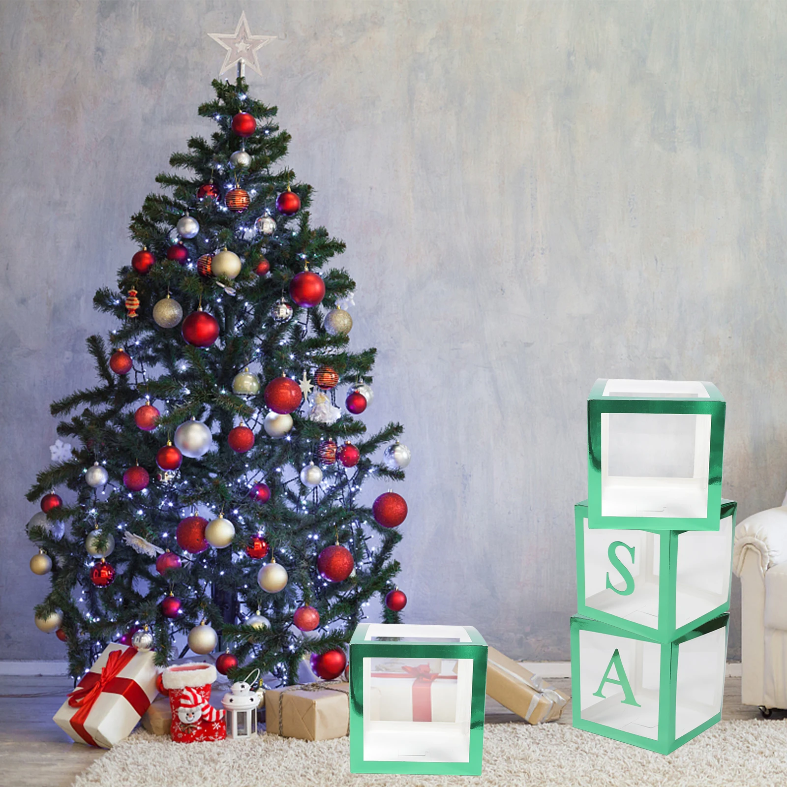 

Balloon Storage Box Christmas Decoration Transparent Boxes Party Balloons Case Winter Organizer Paper Supply Holder
