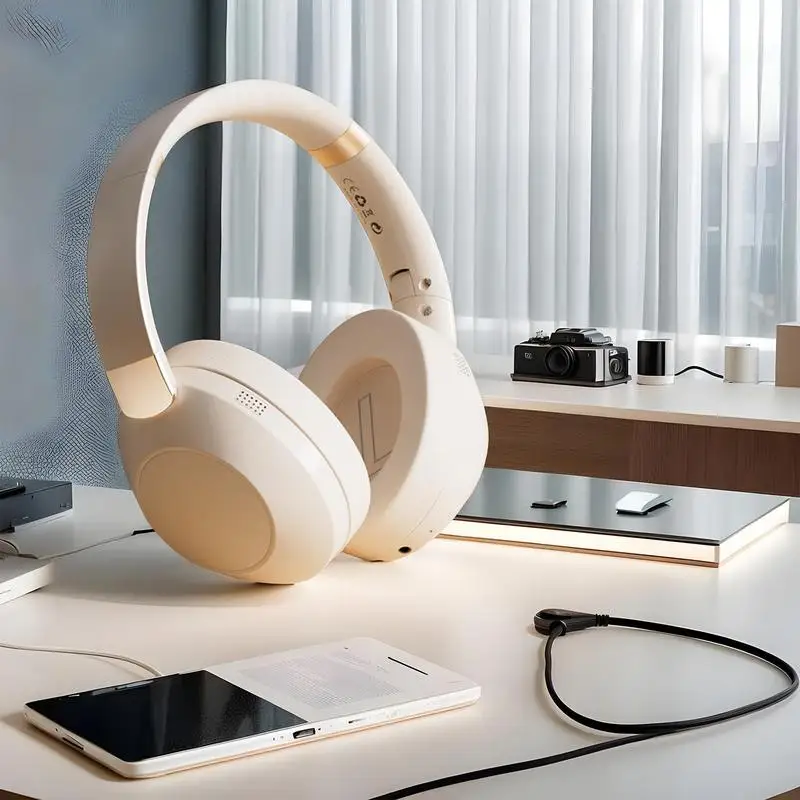فوق الأذن سماعات لاسلكية إلغاء الضوضاء سماعة الرأس فوق الأذن ستيريو لاسلكي إلغاء الضوضاء سماعة رأس قابلة للطي ل