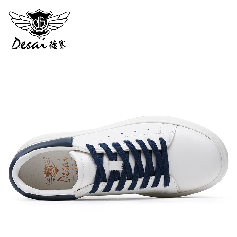 DESAI Hand Add Color Full Grain Leather Men Shoes Soft Casual Sneaker For Men Business Work Breathable 2024 Fashion