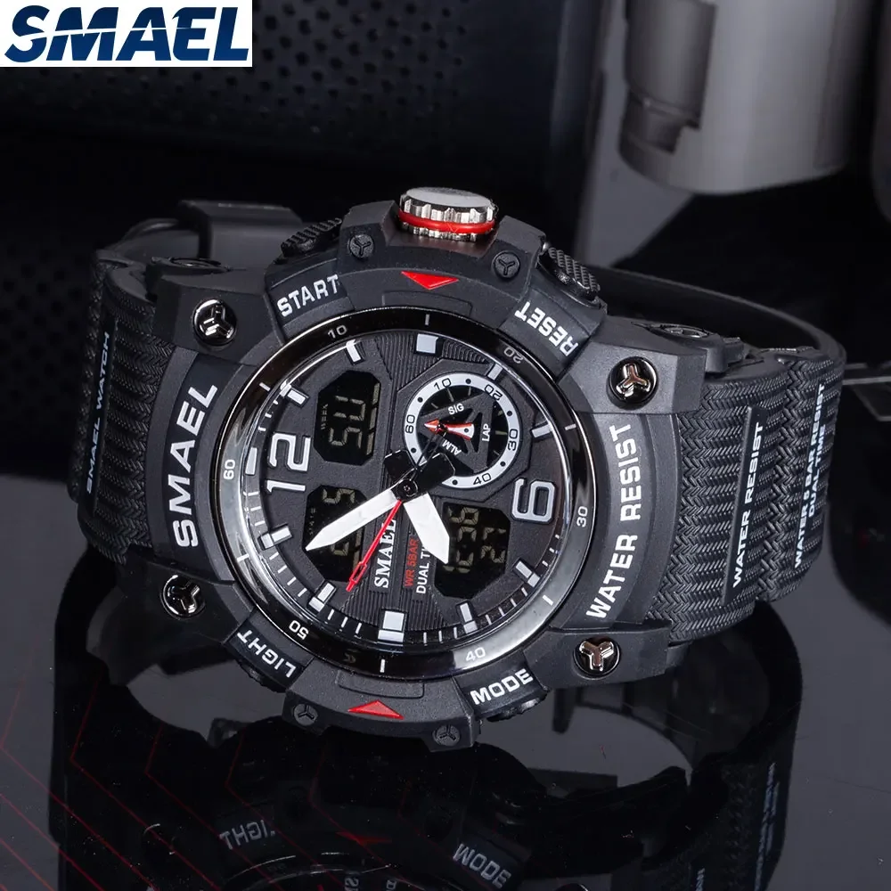 SMAEL  Cool Dual Display Waterproof Glow Electronic Watch 8007 Outdoor Transparent Watch Men's Outdoor