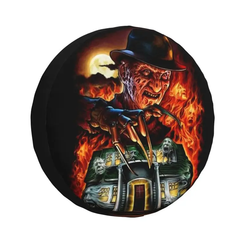 

Custom Halloween Horror Movie Killer Spare Wheel Tire Cover for Prado Pajero Wrangler Jeep RV SUV Camper Vehicle Accessories
