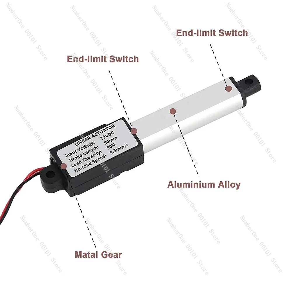 12V 90N/20.3Lb, 2 inch stroke, speed 9.5mm/S electric waterproof motor miniature linear actuator