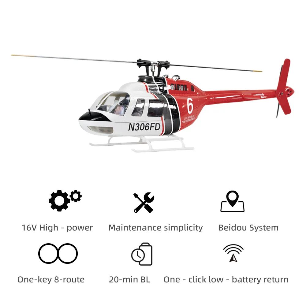 FLYWING Bell 206 V3 helicóptero a escala 6CH posicionamiento GPS y larga resistencia 1:16 RC avión con H1 rc heli Hobby para adultos