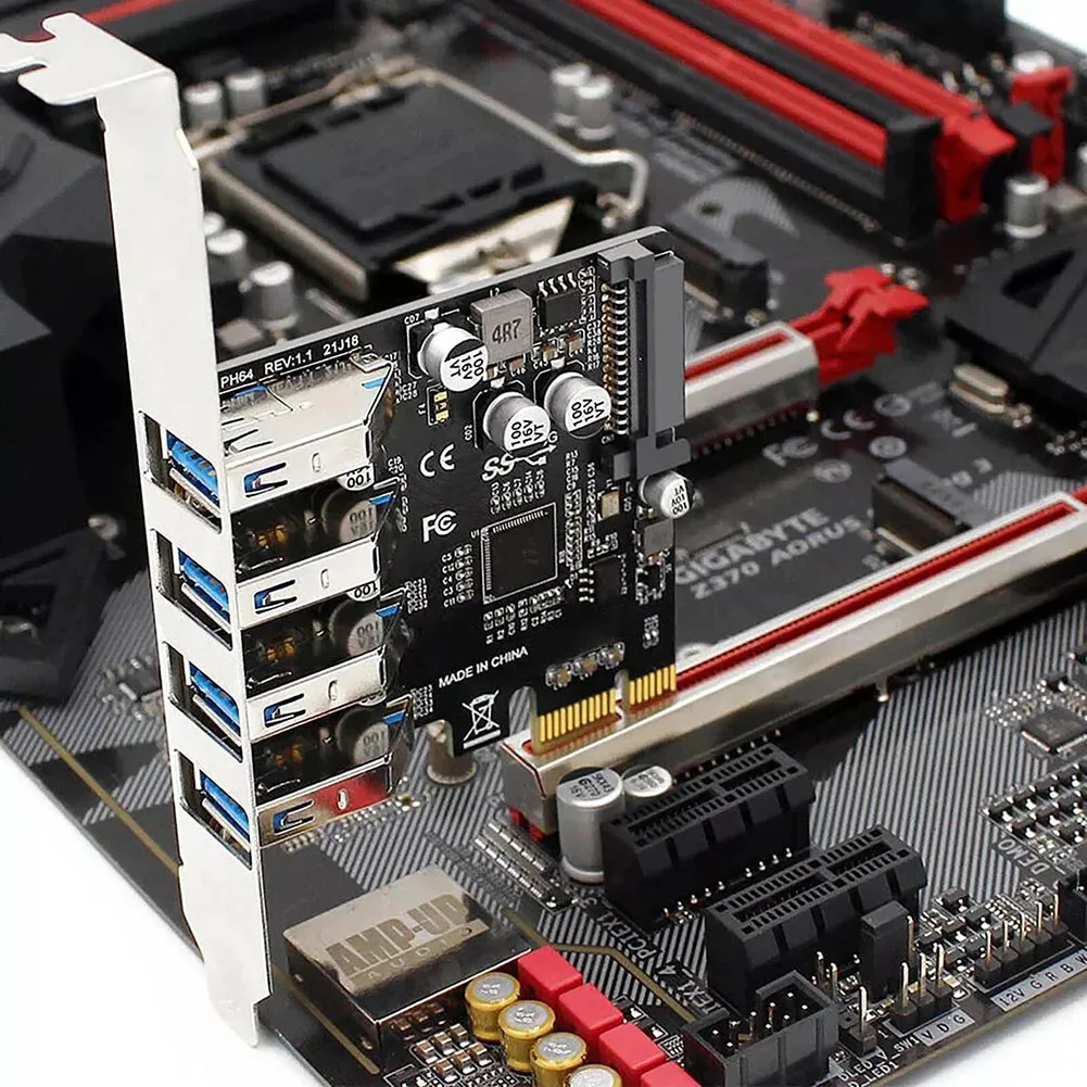 4-Port USB 3.0 PCI-E Expansion Card With SATA= Power Adapter 5Gbps High Speed Hub For PC Desktop For Computer 2026 New