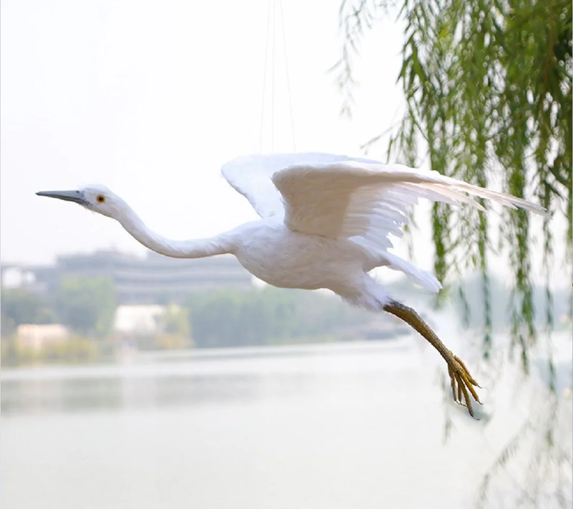 

Большая имитация модель Egret из пенопласта и перьев, крылья ручной работы Egret, украшение для сада в виде птицы, около 80x70 см xf2924