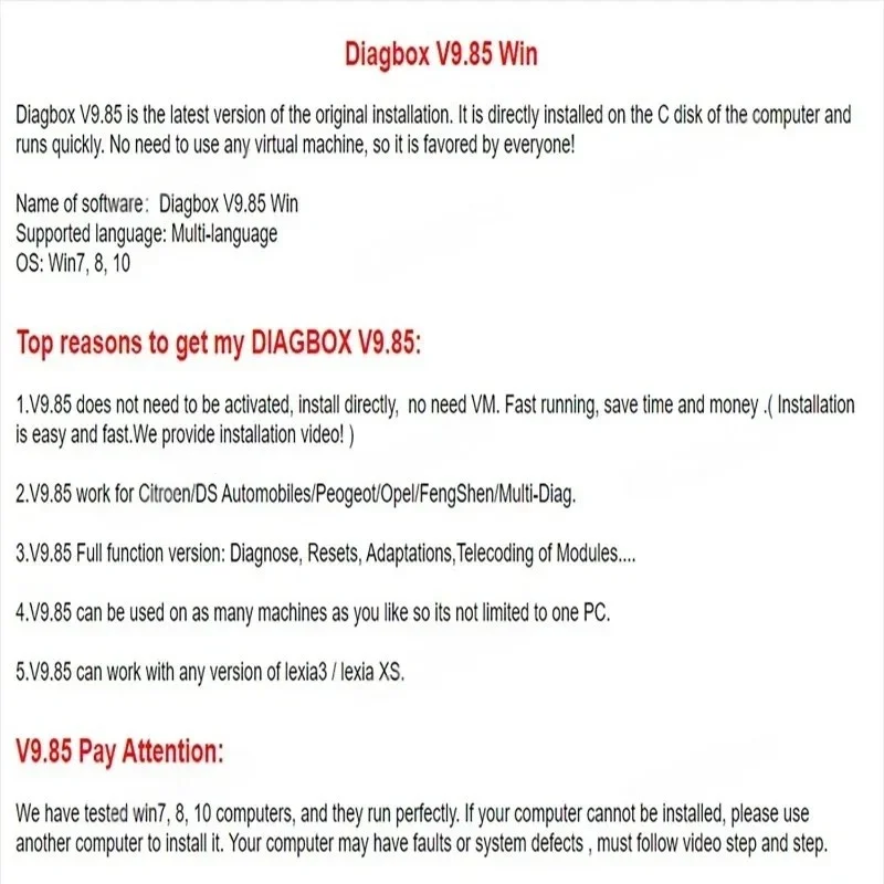 2025 NEW Diagbox 9.186 Car diagnostic software Diagbox V9.85 work with PP2000 Le-xia3 For Peo-geot For Cit-roen Original install view 2