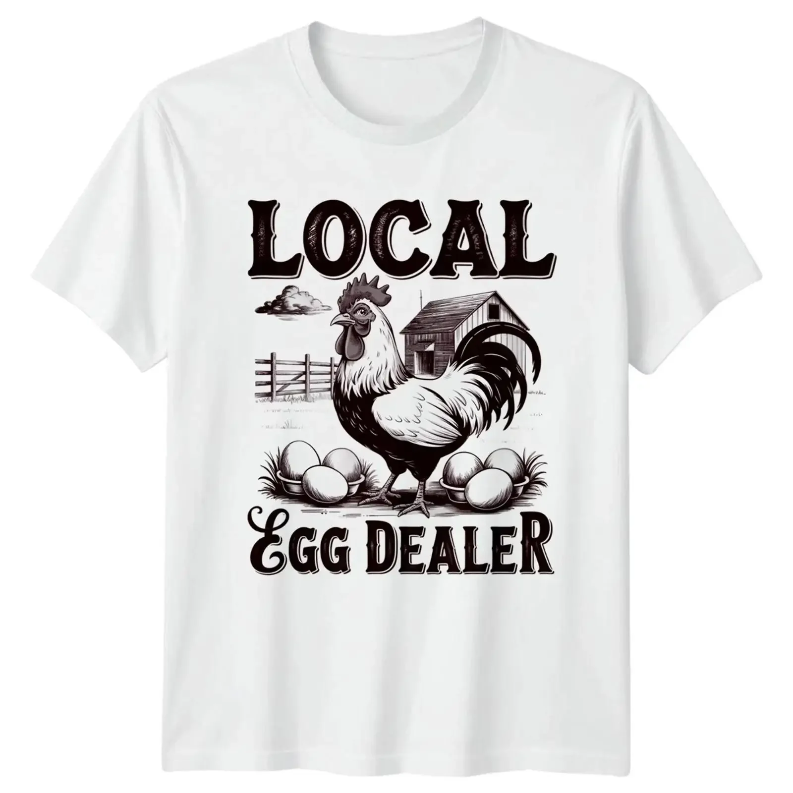 Local egg vendor farm animals rooster unisex T shirt men's and women's graphic tee image 1 of 4 vintage Washed Breathable