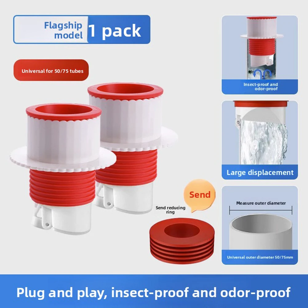 Sink Drain Sealing Rings Anti-Odor Floor Drain Plug Sewer Pipe Check Valves Prevents Sewer Odors Universal Installation