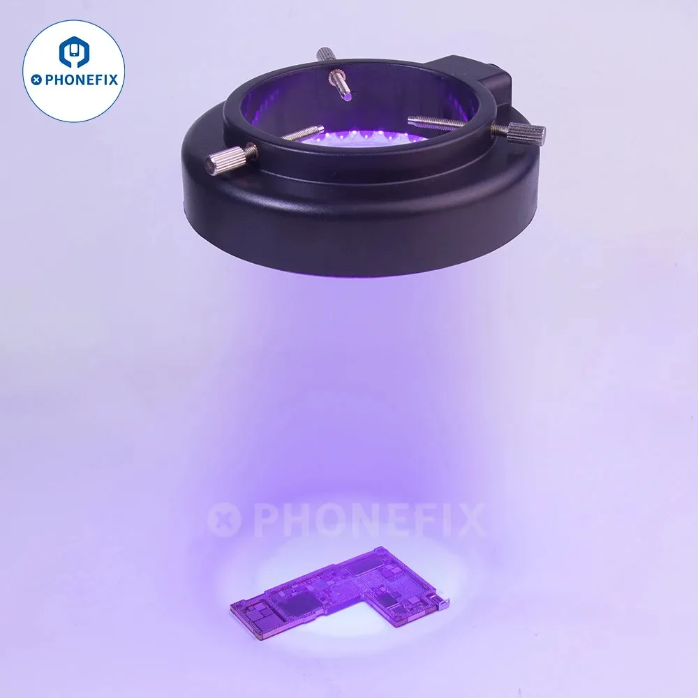 Imagem -02 - Led Light Ring Roxo Lâmpada Ultravioleta Microscópio Câmera Iluminador Acessórios para Telefone Pcb Solda Reparo Ajustável uv