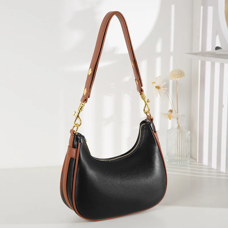 

Niche dumpling bag crossbody simple contrasting color underarm crescent bag portable shoulder bag