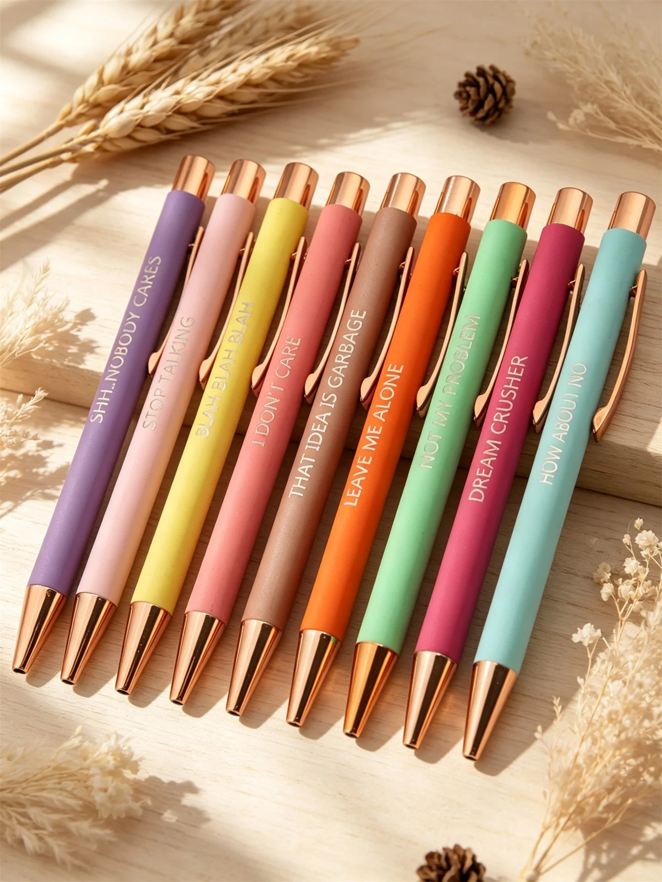 Macaron-Colored Custom Text Rose Gold Decorated Metal Pen Quote Carved Ballpoint High Aesthetic Writing Pen for Gifting And Dail