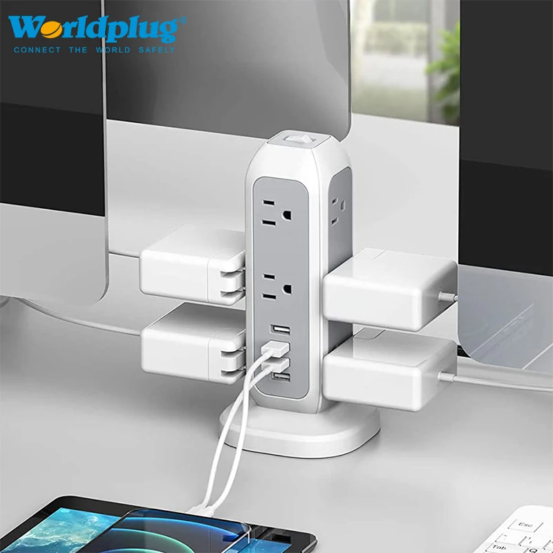 Multi Plug Outlet US Electrical Tower Socket Extension Surge Protector Cube Travel Power Strip with USB Ports 15A SDK