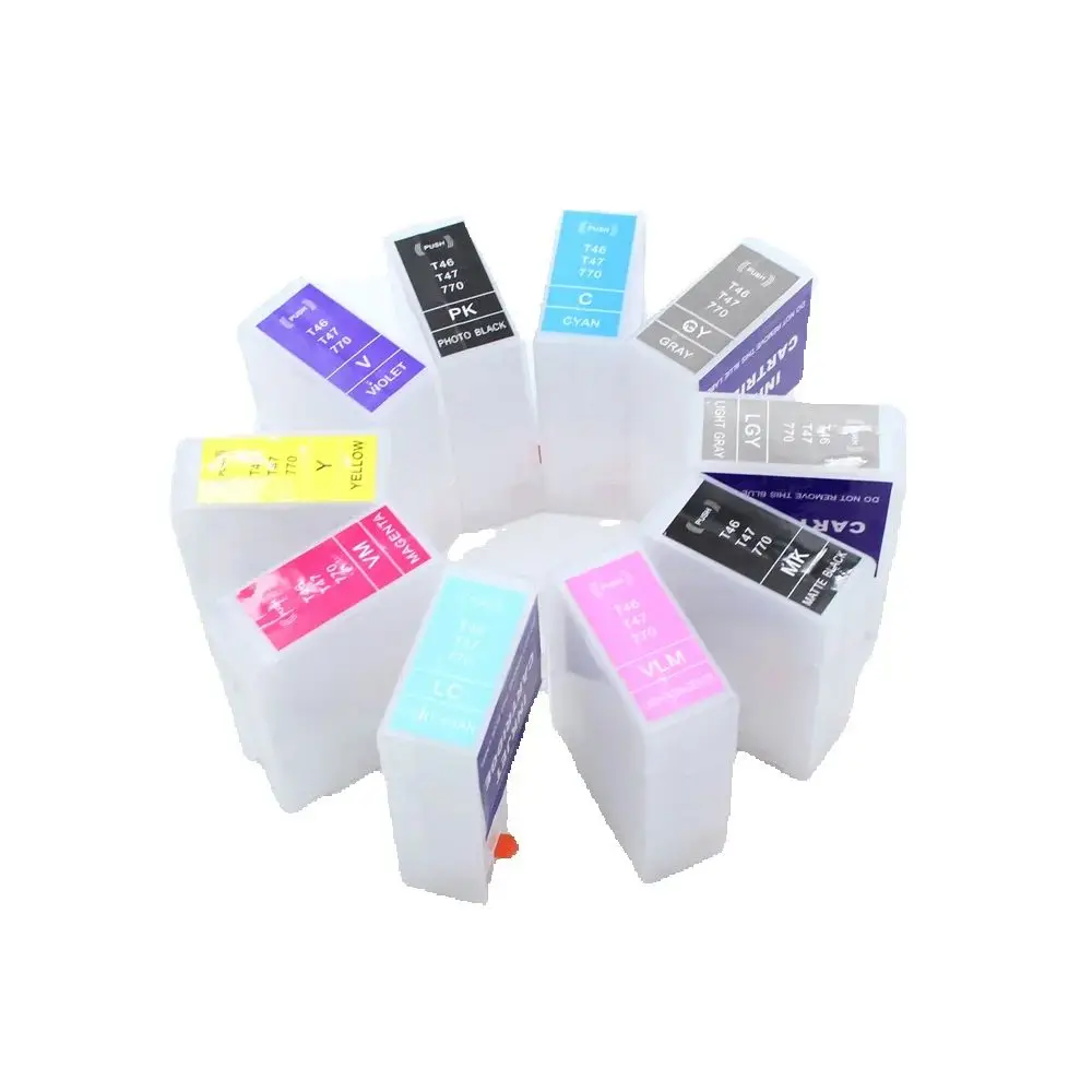 

60 мл, 10 цветов/компл., пустой многоразовый картридж без чипа для принтера Epson SureColor P700 P704 P708 P900 P908 P903 P904 P906