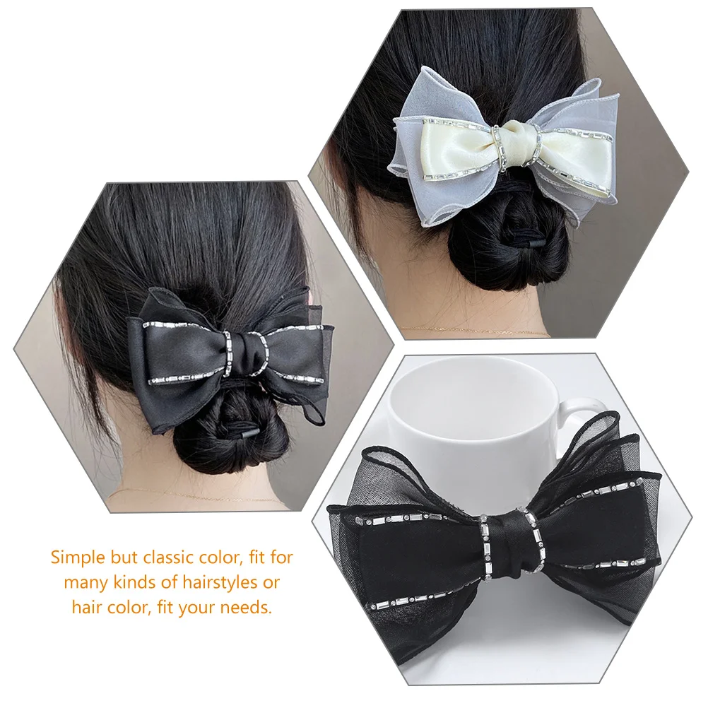 

2 Pcs Bow Hairpin Barrette for Women Barrettes Girls Clips Small Rhinestone Bows Miss
