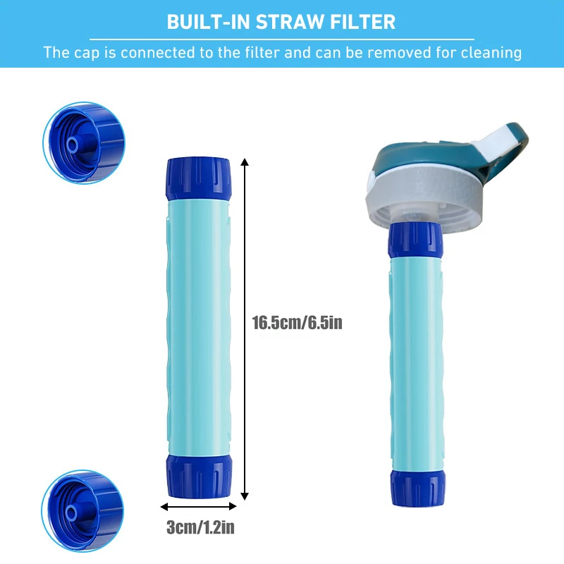 750ML Outdoor Water Filter Straw Bottle/Cup for Survival or Emergency Supplies Purification Water Purifier Stools for Storm