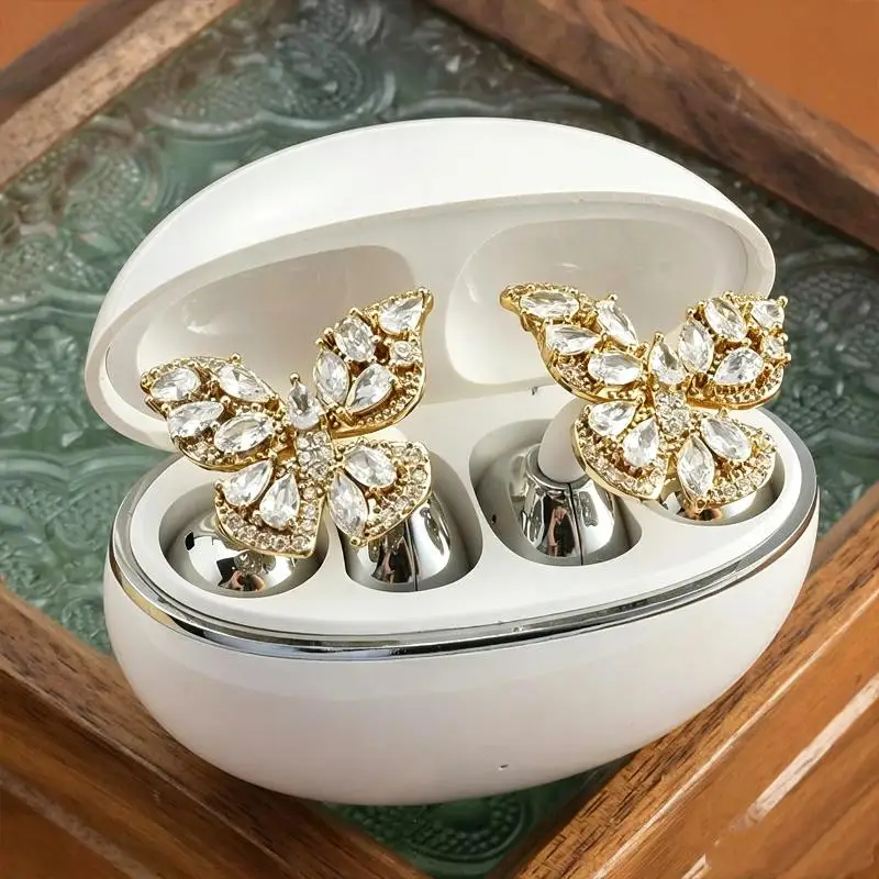 Butterfly Design Zircon Earphone Clip Sparkly DIY Personalized Headphone Accessory for Earbud Decoration Party Ornament