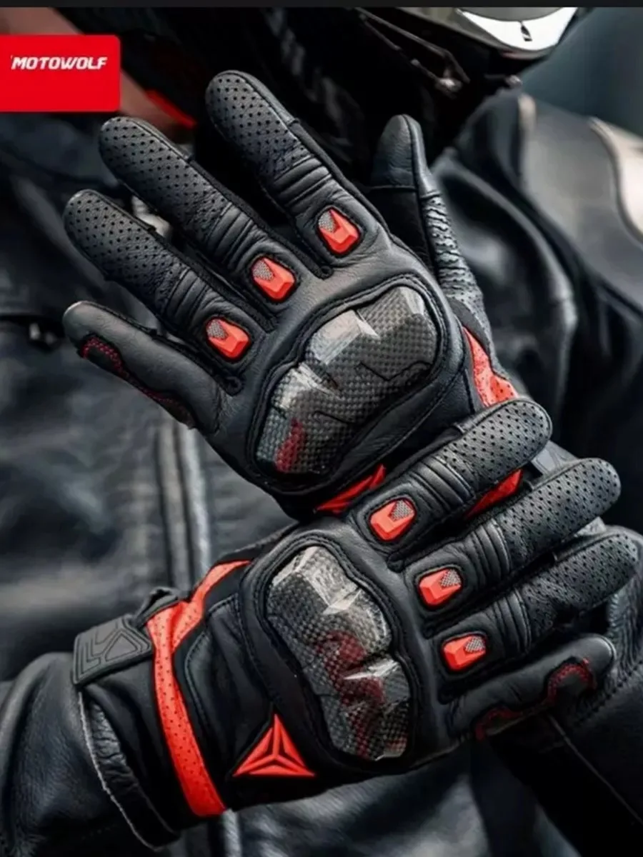 

Full Finger Motorcycle Gloves Leather Touch Screen Cycling Gloves Protective Moto Guantes Motorbike Motocross Bicycle Riding