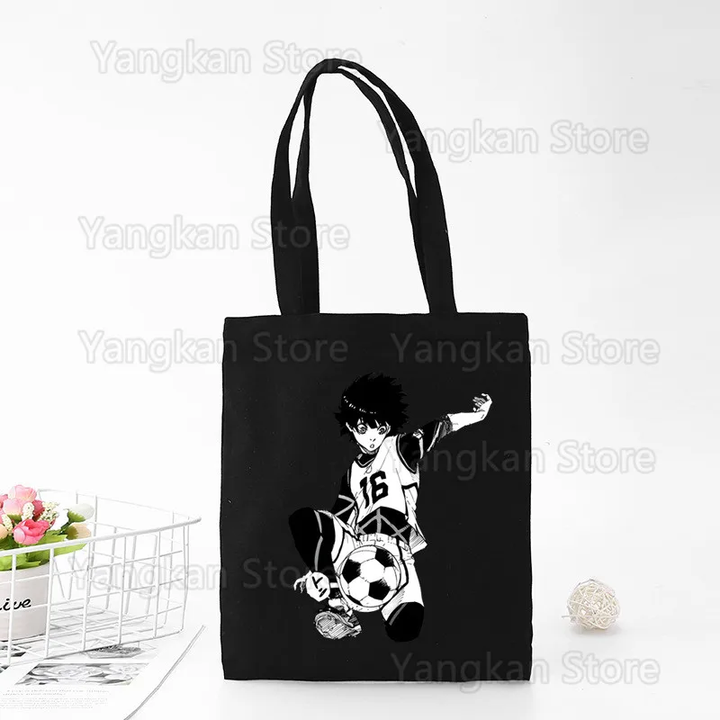 Blue Lock Isagi Yoichi Shopping Bag Print Original Design White Unisex Fashion Travel Canvas Bags Black