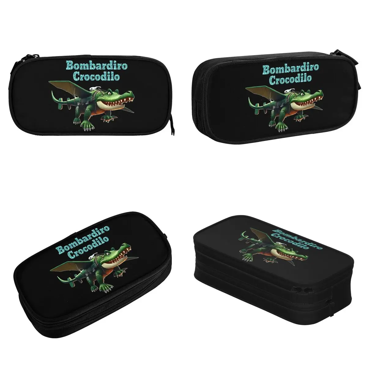 Bombardiro Crocodilo الموسيقى الإيطالية Brainrot مقلمة s ميمي pencelcases صندوق القلم أكياس تخزين كبيرة الطلاب القرطاسية المدرسية