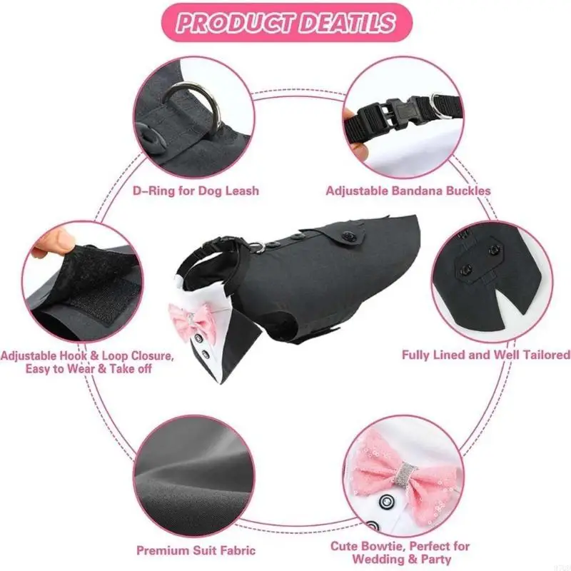97QD Dog Wedding Suit Butterfly Tie Pet Tuxedo เครื่องแต่งกายชุดเสื้อผ้าสุนัขจัดหา
