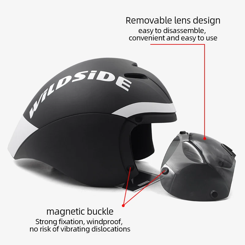 Road Racing Cycling Helmet TT Enduro Road Bicycle Helmets Aero Goggles Adult Men Women Integrally-Molded Breathable Cap