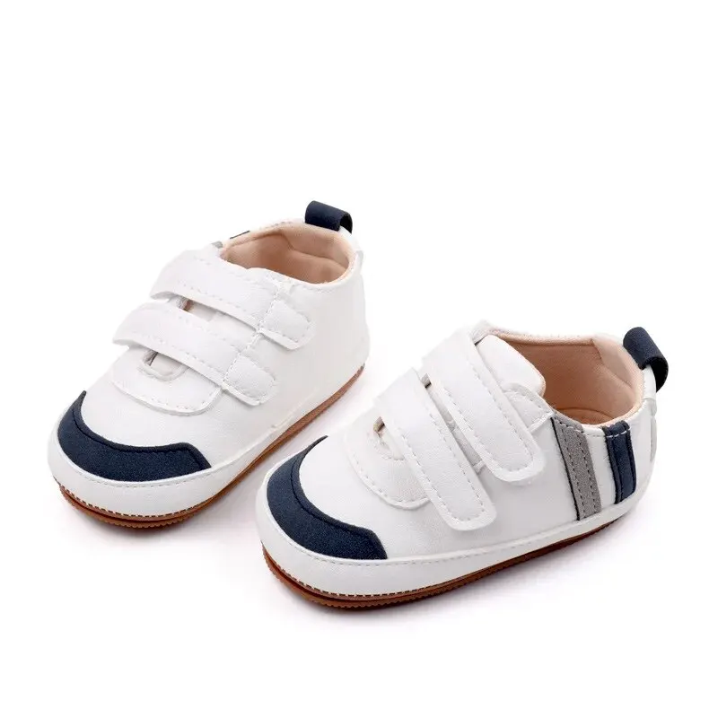 New Baby Shoes Stripes Colour Blocking Casual Non-slip Infant Boys Girls Sports White Baptismal