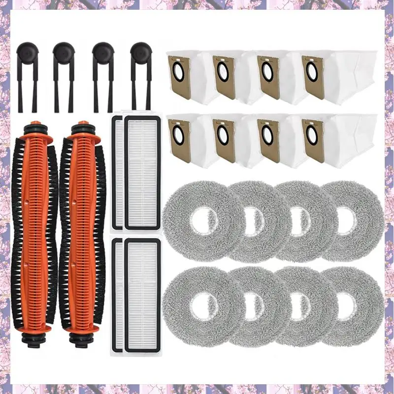 A59P New 26PCS For Xiaomi Mijia M40S / OV31CN Vacuum Attachment Main Roller Side Brush Hepa Filter Mop Pads Dust Bags