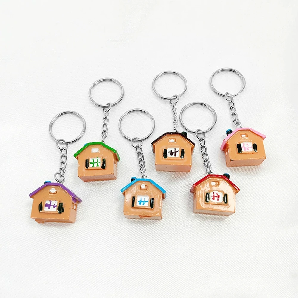 Original Creative Cute Little House Keychain Simulation Mini House Pendant Key Ring Novelty Key Chain Christmas Birthday Gift