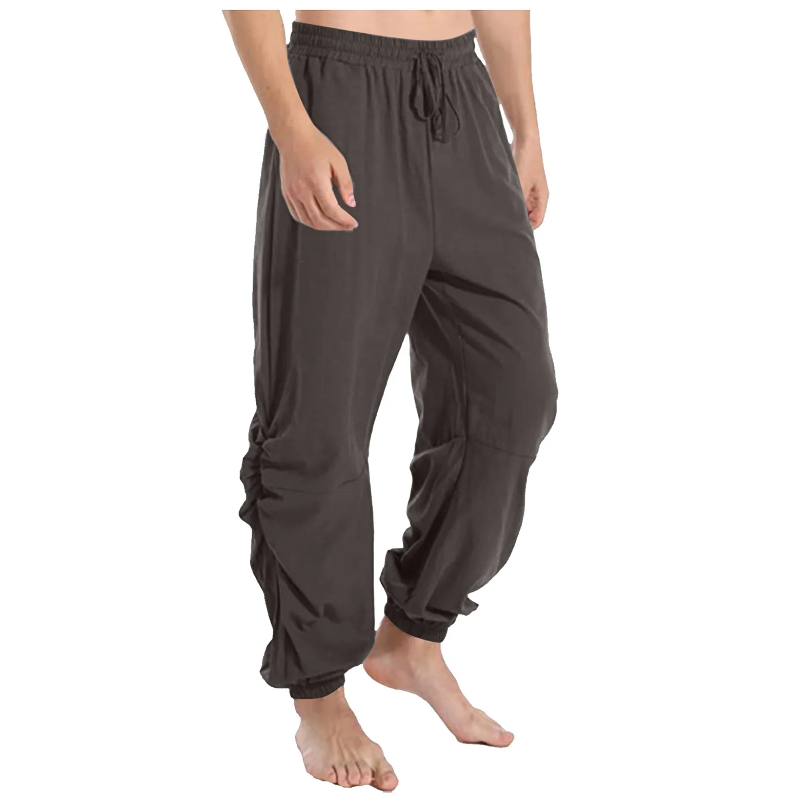 Men'S Hip Hop Pants Casual Loose Comfy Baggy Trousers Cotton Linen Elastic Waisted Wide Leg Yoga Sports Pantalones 2024 Popular