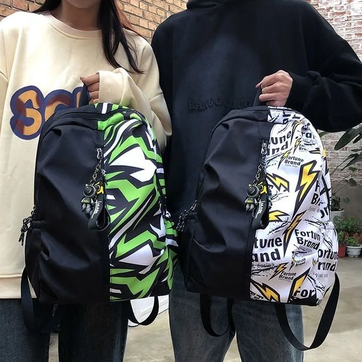 

Boys High Street Graffiti Backpack Junior Senior High School Bag Student Spring Outing Backpack