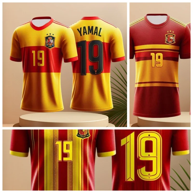 2025 Spain Jersey Yamal Football Training Jersey 3D Printed Quick Drying Men's Team Uniform Top Can Be Customized