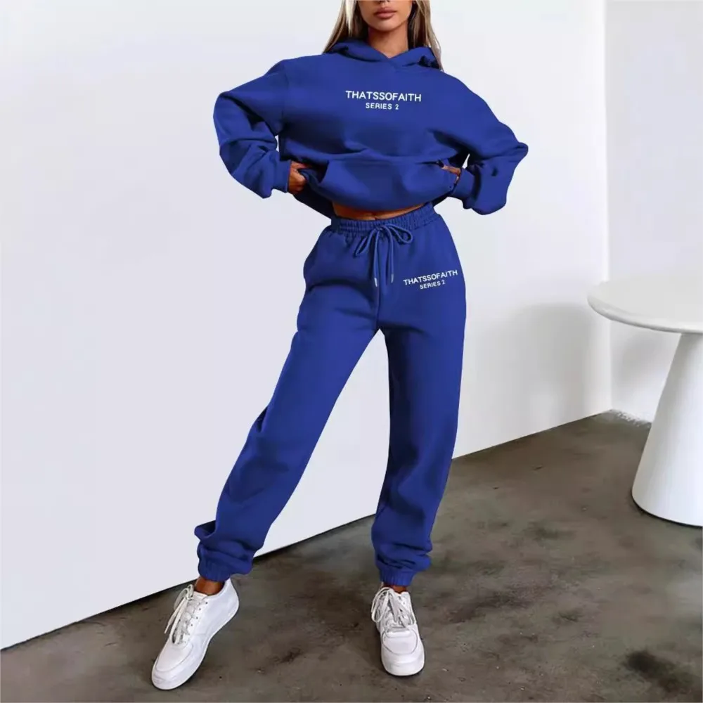 Winter Fashion Letter-print Hoodie For Women\'S Set Simple Casual Sports Jogging Pants 2 Piece Set Female 2025