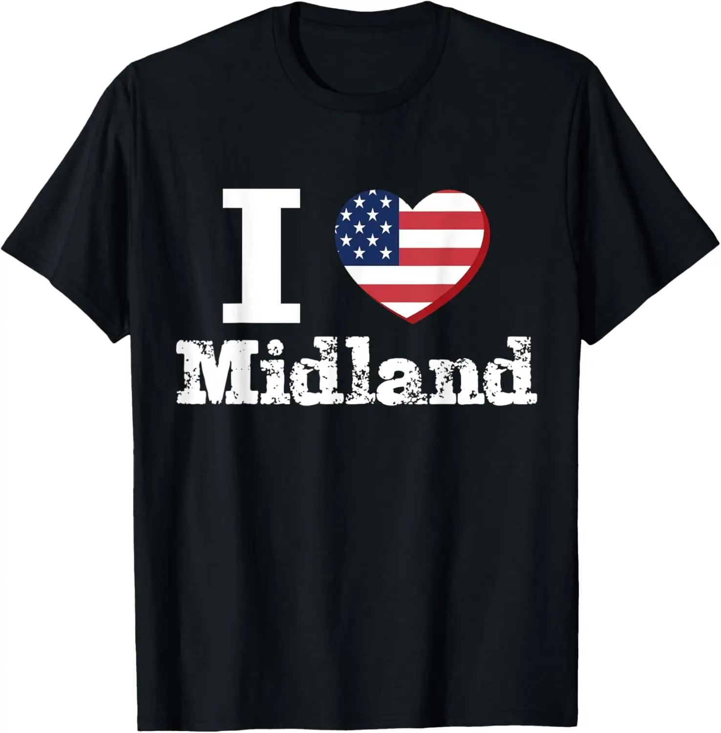 I Heart Love Midland Patriotic Distressed Vintage T-Shirt