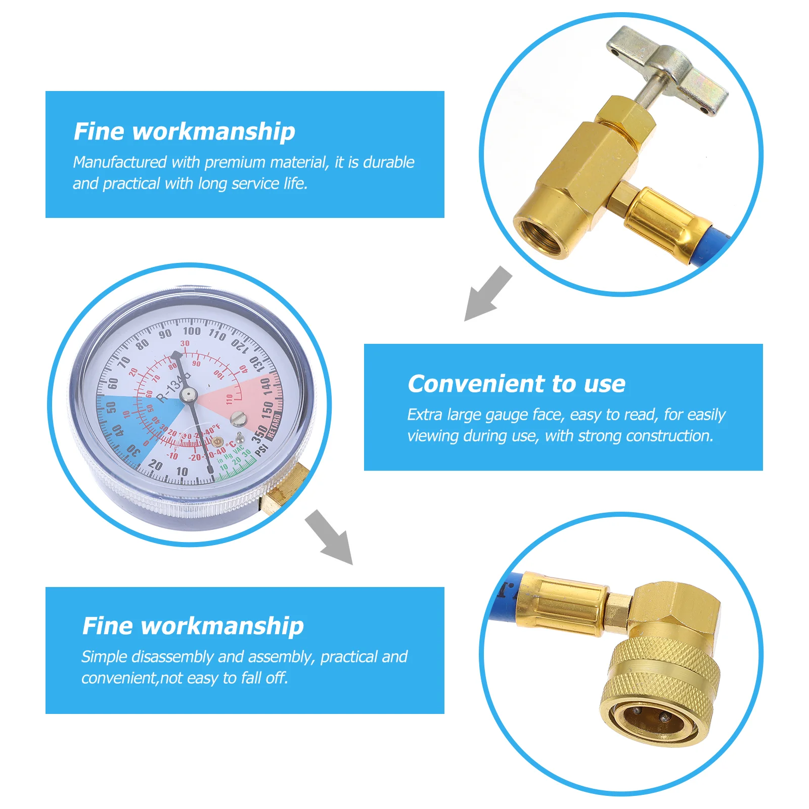 Refrigerant Hoses Hvac Fluoride Tube with Gauge European and American Pressure for Filling