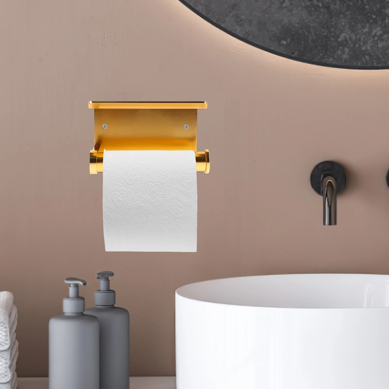 

Space Aluminum Tissue Holder Paper Roll Storage Shelf Bathroom Accessories Mobile Phone Stand Home Hotel Use