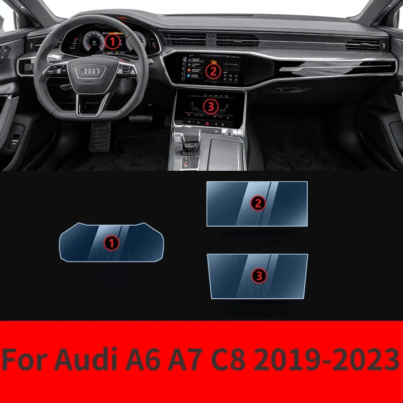 For Audi A6 A7 C8 2023-2019Car Interior Center console Transparent TPU Protective film Anti-scratch Repair film Accessorie Refit