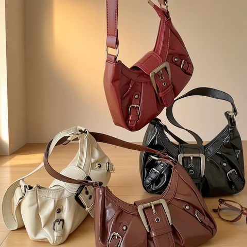 Bag Retro Y2K Pleated Hobo Shoulder Bag for Women Hot Selling Maillard Style Underarm Bag Clutch Handbags for Travel Work Shopping