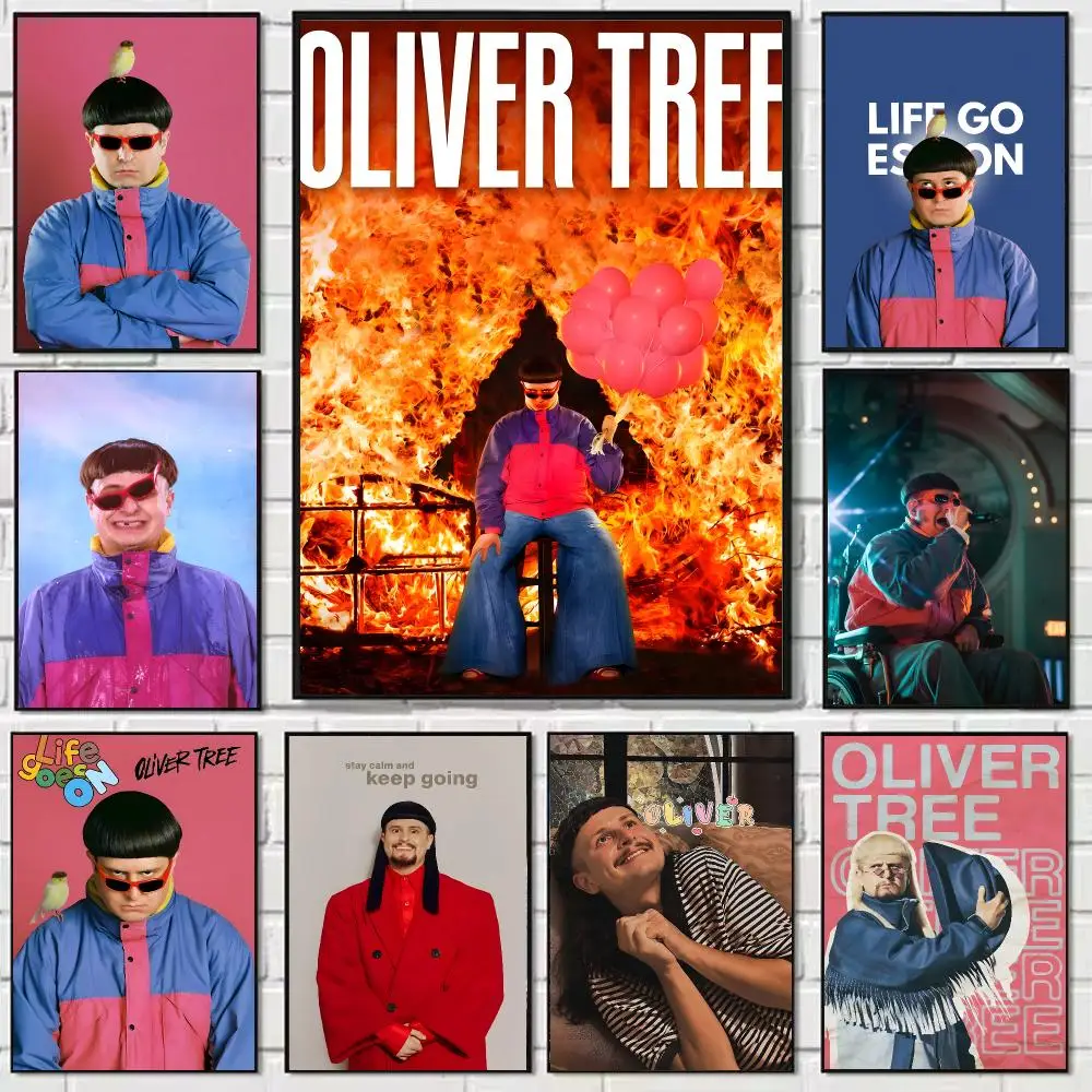 Singer O-Oliver Tree Poster Self-adhesive Art Waterproof Paper Sticker Coffee House Bar Dorm Room Wall Decor