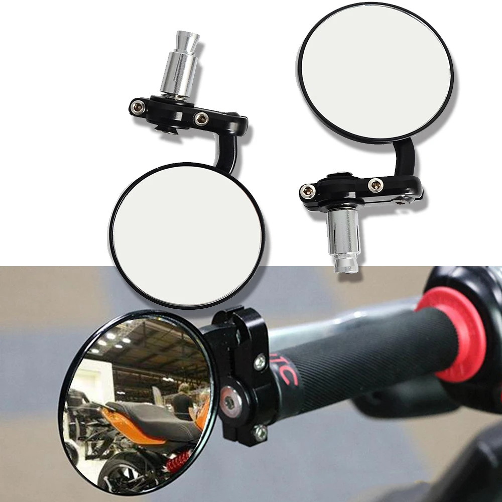 ​22mm Universal Motorcycle Mirrors Rearview Side Mirror Motorbike Accessories 2pcs Handle Bar End Mounting