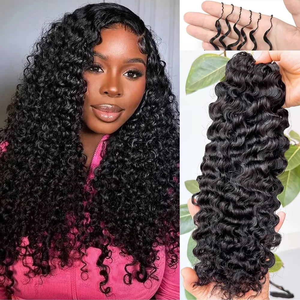Extensions de cheveux humains bouclés birmanes 100% naturels, sans nœuds, pré-séparées, en plumes, réutilisables, 250g, suffisantes pour une tête entière