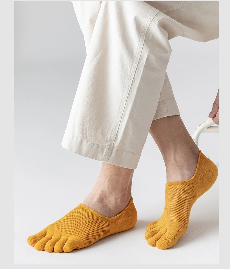 3 Paar Herrensocken, atmungsaktiv, schweißableitend, neuartige Zehensocken, modische, lässige Finger-Bootssocken, hochwertige Socken für Männer, bequem. – Detail 1