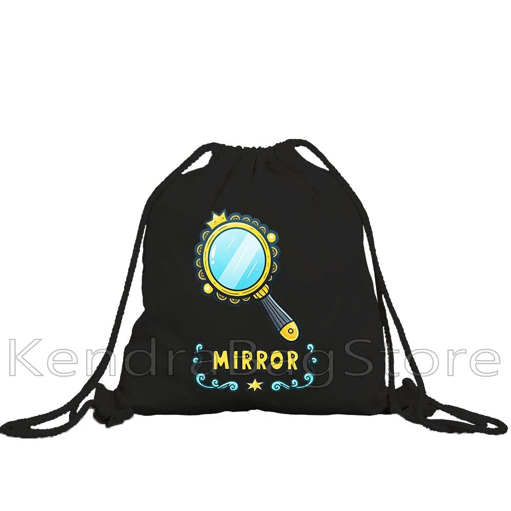 

Cute Hand Mirror Print Canvas Drawstring Soccer Backpack Gym Sackpack Gifts String Bag for Exercising Hiking Sports Yoga Running