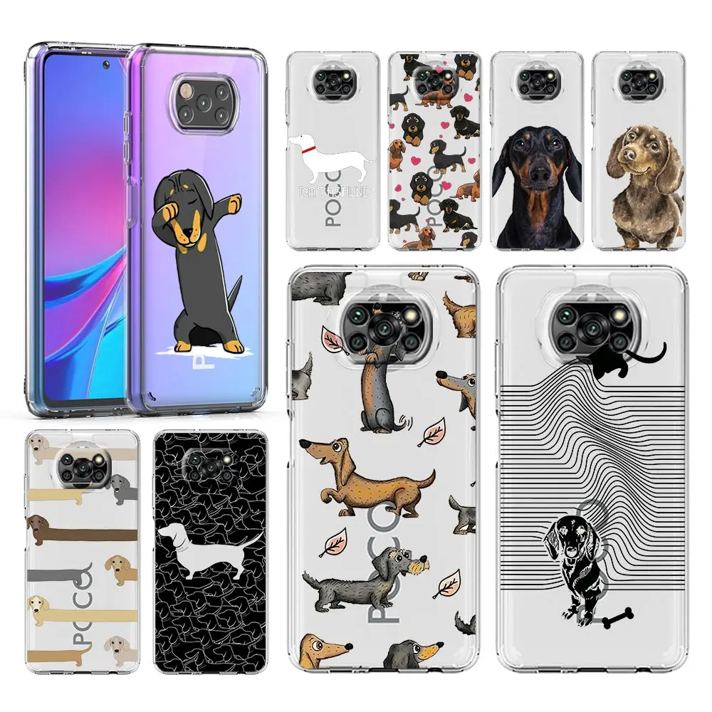 Dachshund Sausage Dog Phone Case For Xiaomi Mi 14 13 13T 12T 10 12 Lite 11 Ultra 11X 11T Poco X6 X5 X3 NFC F6 5G Clear Cover