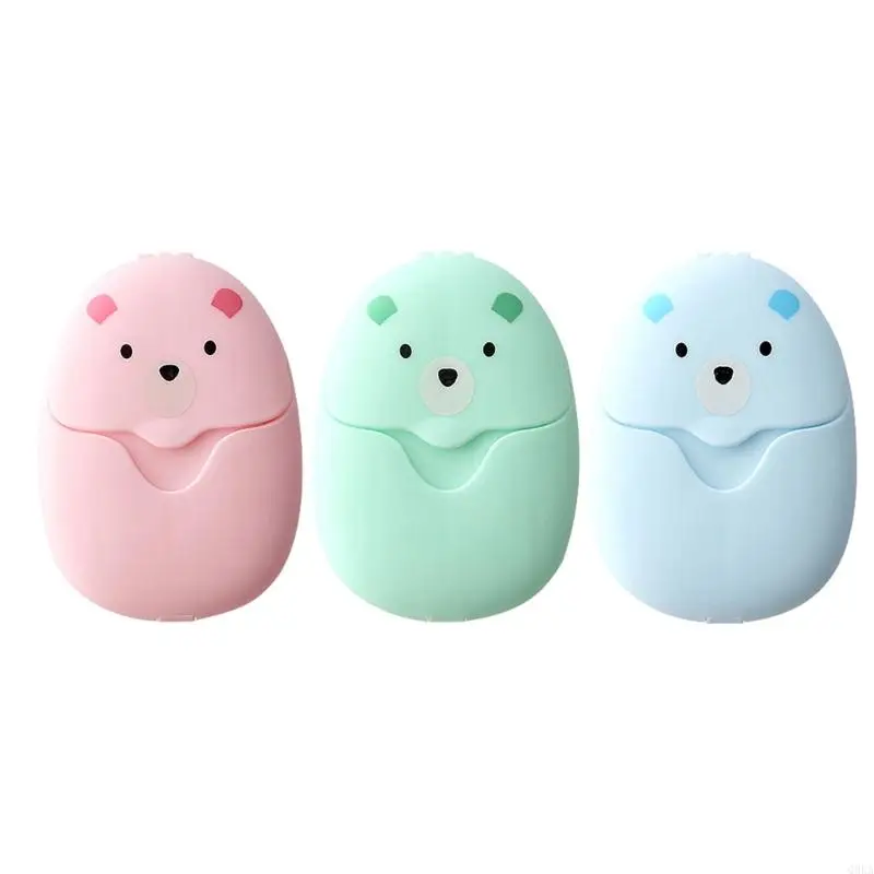 

Q0KA Soap Paper Cartoon Travel Paper Soaps Tablets for Outdoor Travel Soap Sheet