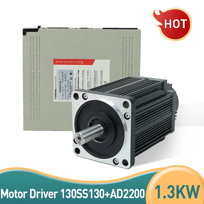 

130SS130-5025 5N.m 5.0A AC200-220V ASD2200 Servo Drive + 3M Cable CNC Medical Instruments Equipment AC Servo Motor Kit 1.3KW