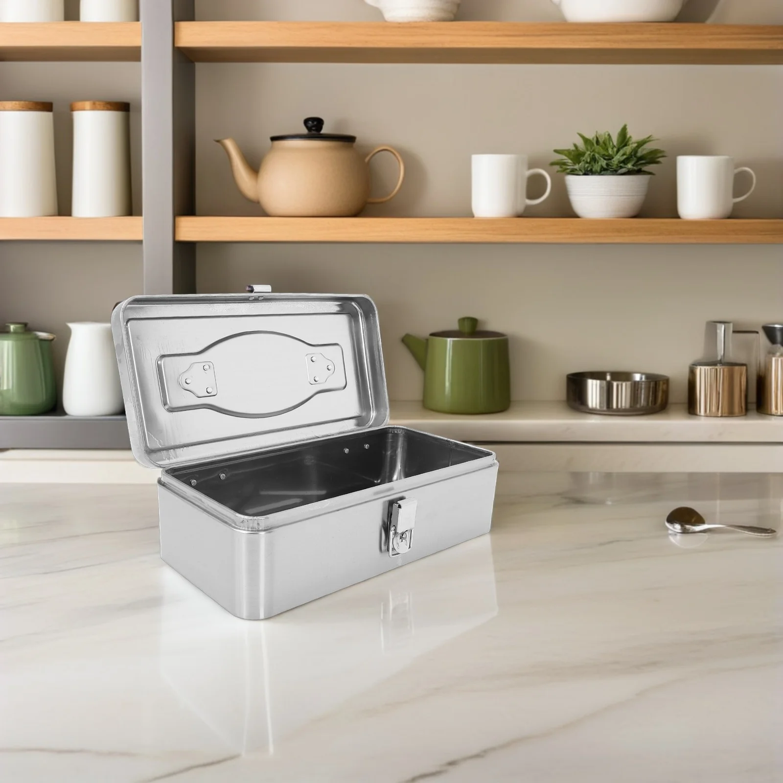 صندوق أدوات كبير من الفولاذ المقاوم للصدأ صندوق أدوات معدني محمول مقبض منظم تخزين الأجهزة الثقيلة ورشة عمل المرآب أداة منزلية #4