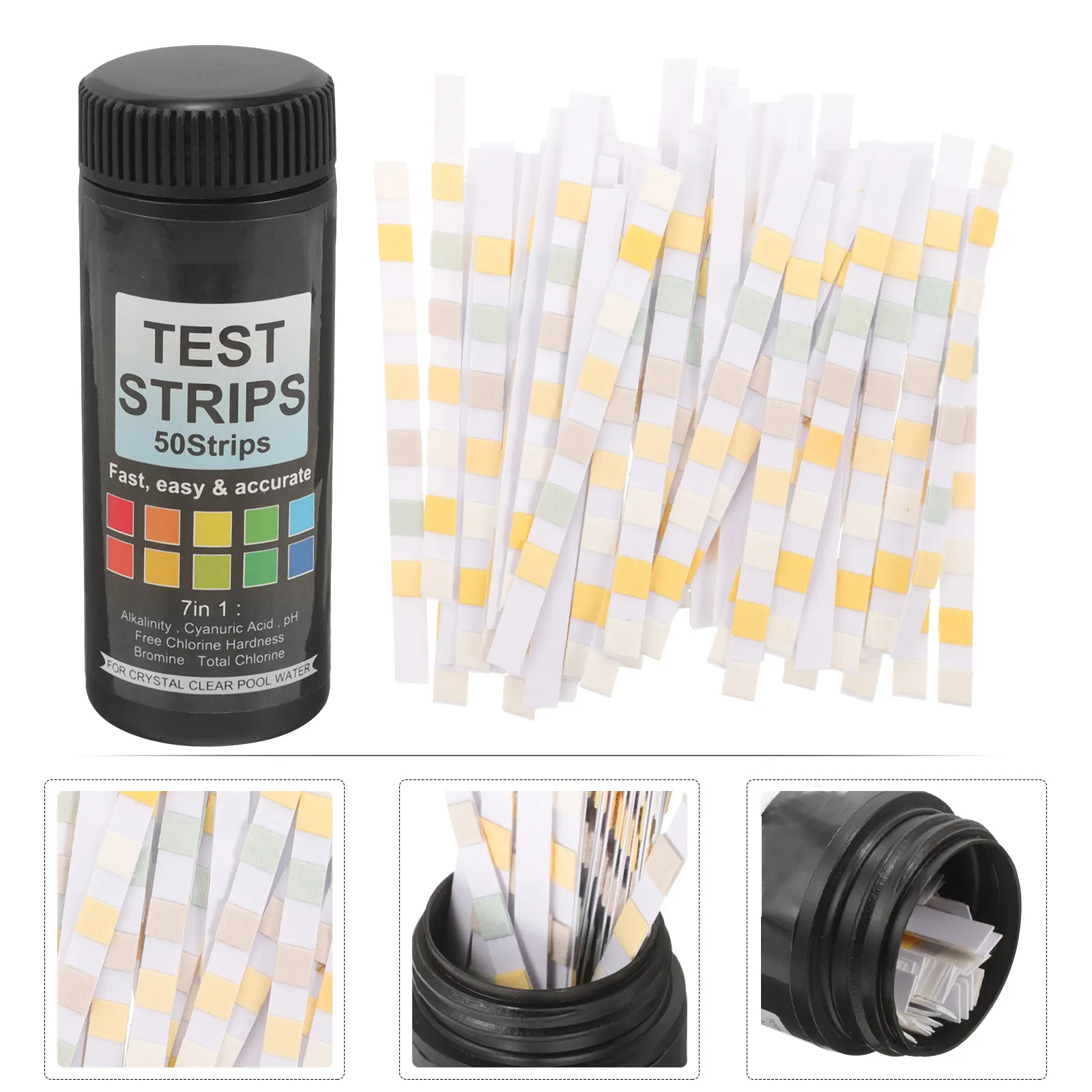 

50Pcs Pool Test Strips PH Tester Water Quality Testing Tool for Pools and Spas Pool Test Strips Water Quality Testing Kit