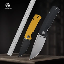 Peixe petrificado-Mini facas de bolso, cerâmica Ball Bearing, lâmina de aço, Camping ao ar livre, Ferramenta EDC, Folding Knife, PFP01X, 14C28N