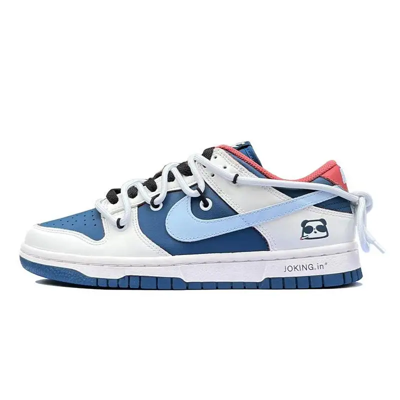

[Custom Prussia]Nike Dunk Skateboard Shoes Women's Low-Top White Blue