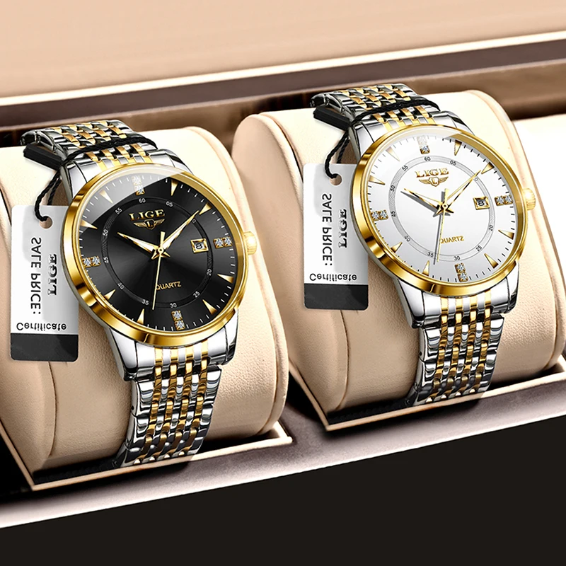 LIGE 2025 جديد ساعة رجالي ساعة رجالي فاخرة مقاوم للماء مضيئة الفولاذ المقاوم للصدأ ساعة رياضية كوارتز ساعة رجال الأعمال